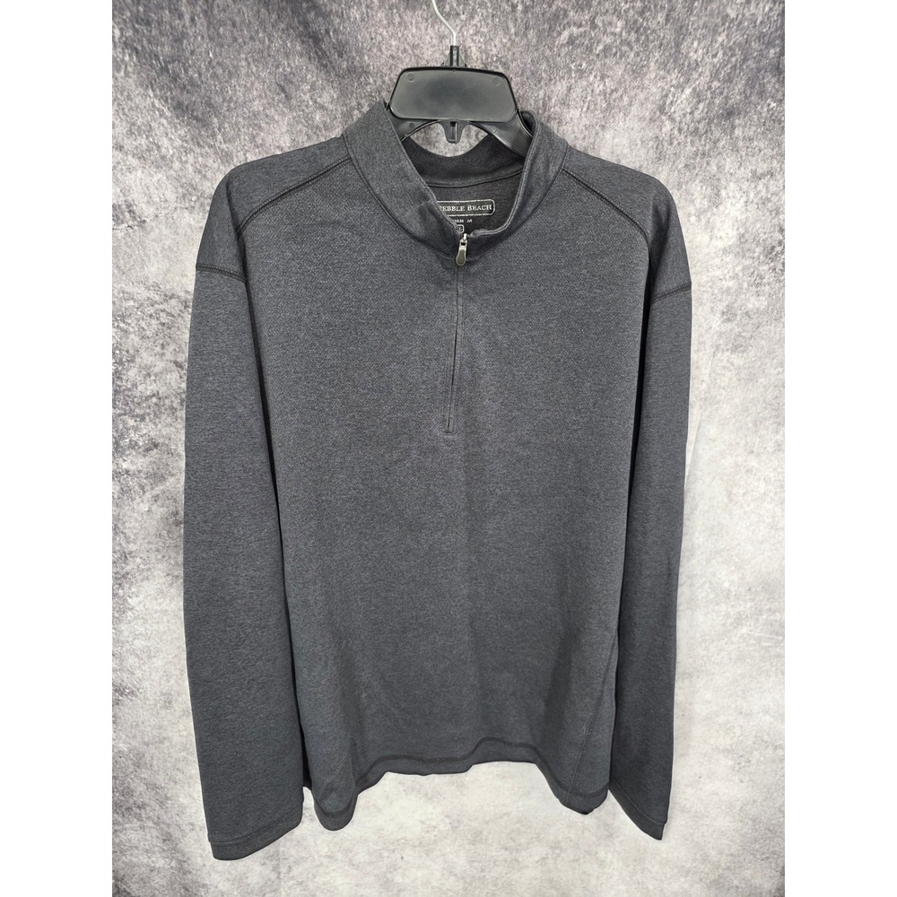 Pebble Beach Sweater Mens XL Gray Quarter Zip Pullover Perform Fit Gorpcore